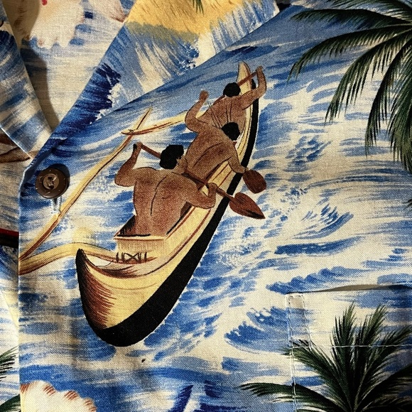 Vintage KY’s Hawaiian Button Up Palm Tree Short Sleeve Shirt XXL 2XL Made in USA - Picture 8 of 9